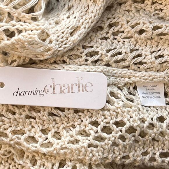 Charming Charlie Open Knit Cream Cardigan – Size Medium - Picture 6 of 6